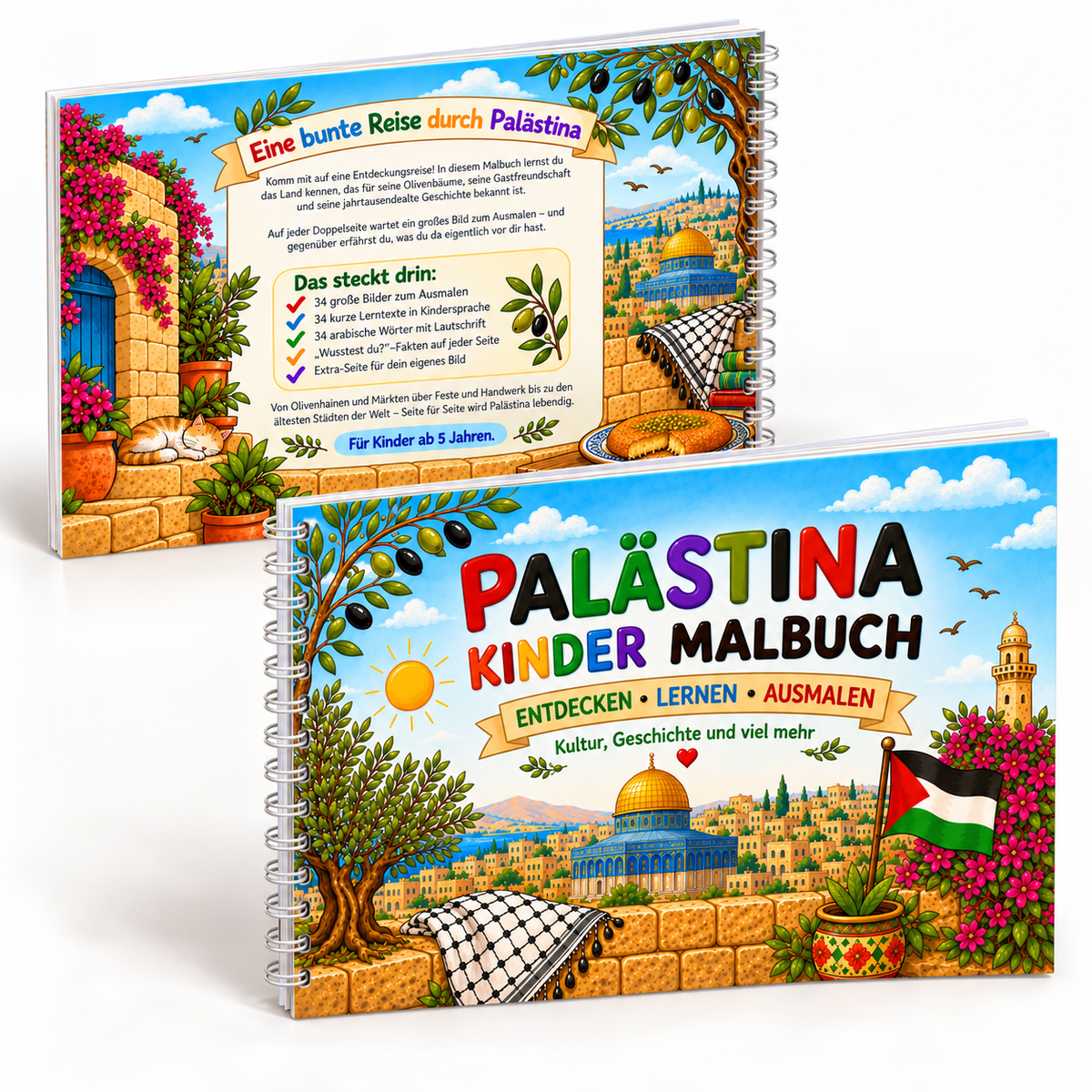 Palästina Kinder Malbuch - Ausmalen, entdecken und lernen