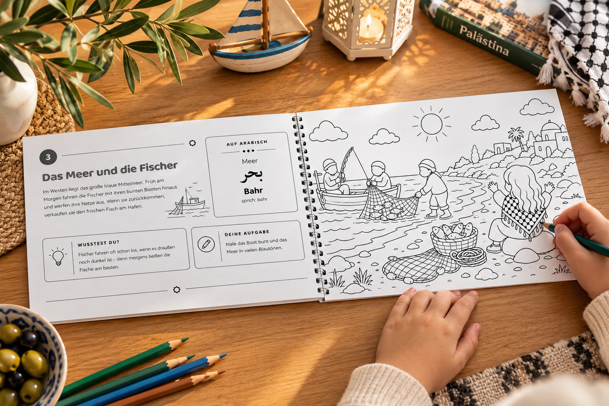 Palästina Kinder Malbuch - Ausmalen, entdecken und lernen